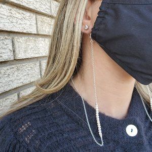 Sterling Silver Mask Chain w/Crystal Briolette